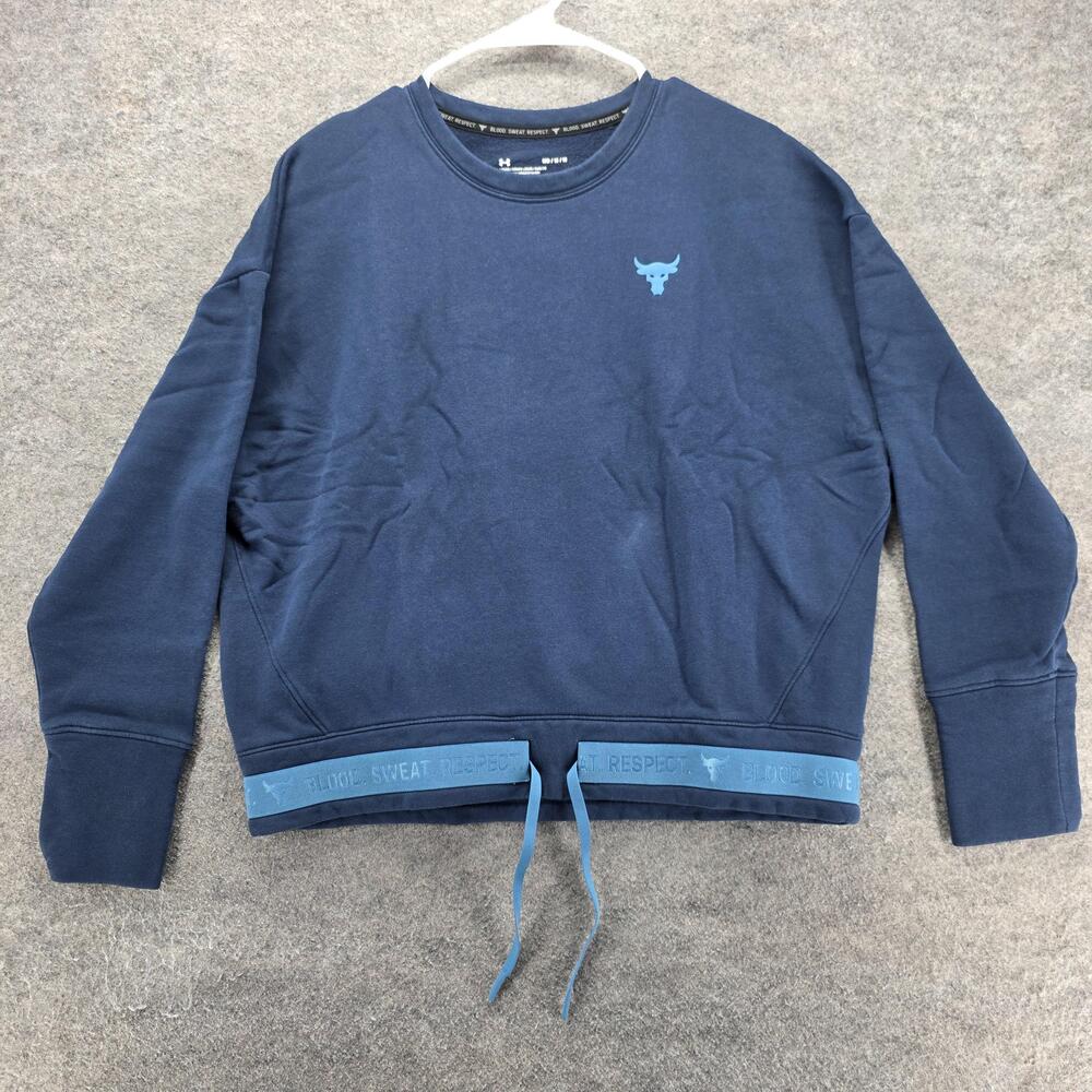Under Armour Sweatshirt Mens M Blue Pullover Tagless Graphic Blood Sweat Respect